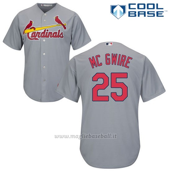 Maglia Baseball Uomo St. Louis Cardinals Mark Mcgwire Grigio Cool Base